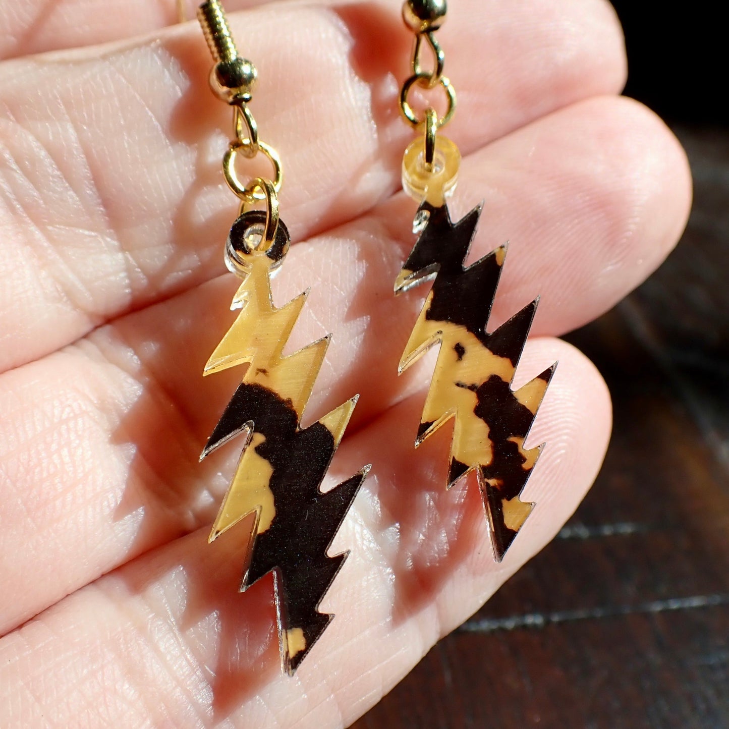 Terrapin Station Tortoise Shell | Grateful Dead 13-Bolt Earrings | black brown tortoise shell pattern