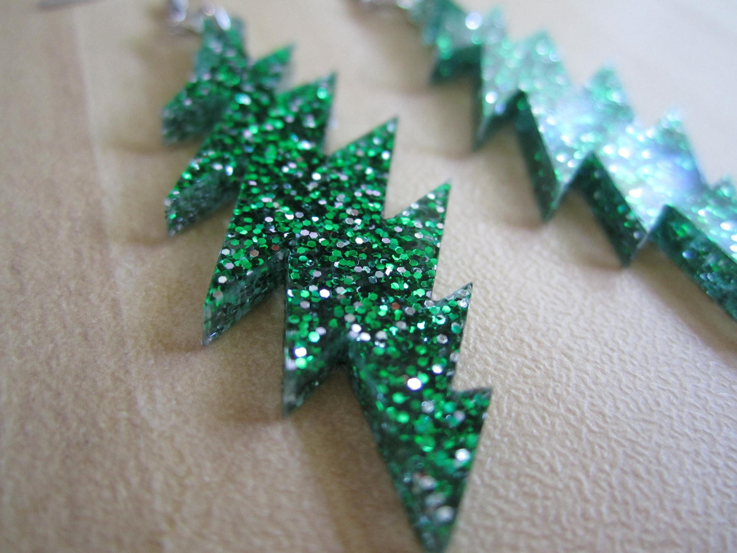 Bertha Glitter | Grateful Dead 13-Bolt Earrings | Green Glitter