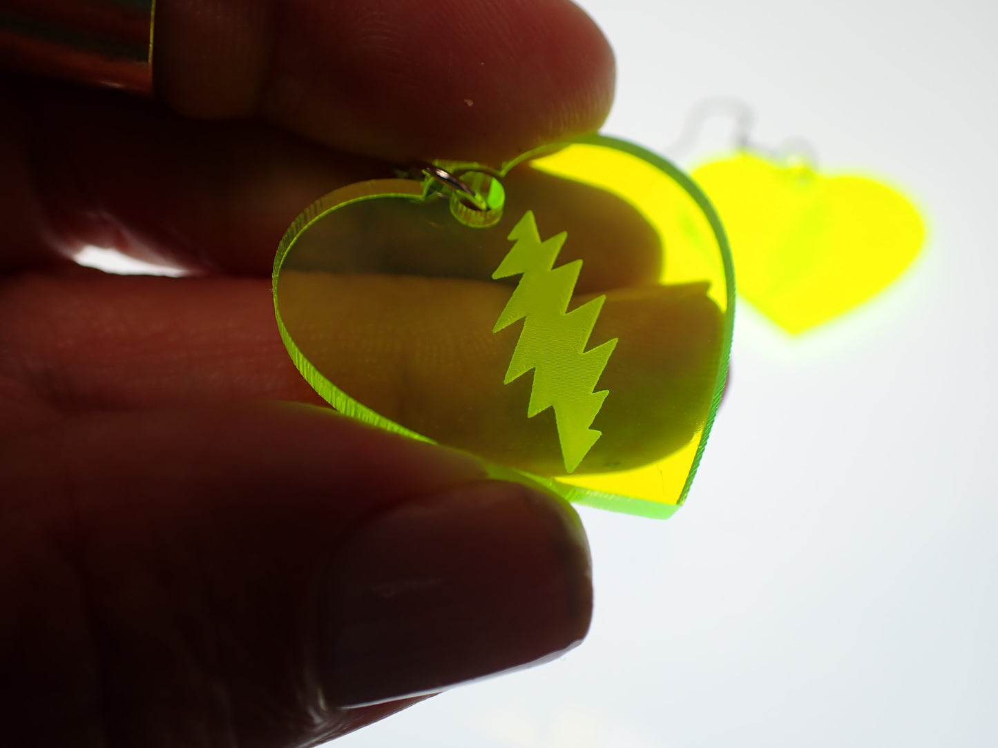 Grateful Dead Earrings - Neon Heart Bolts