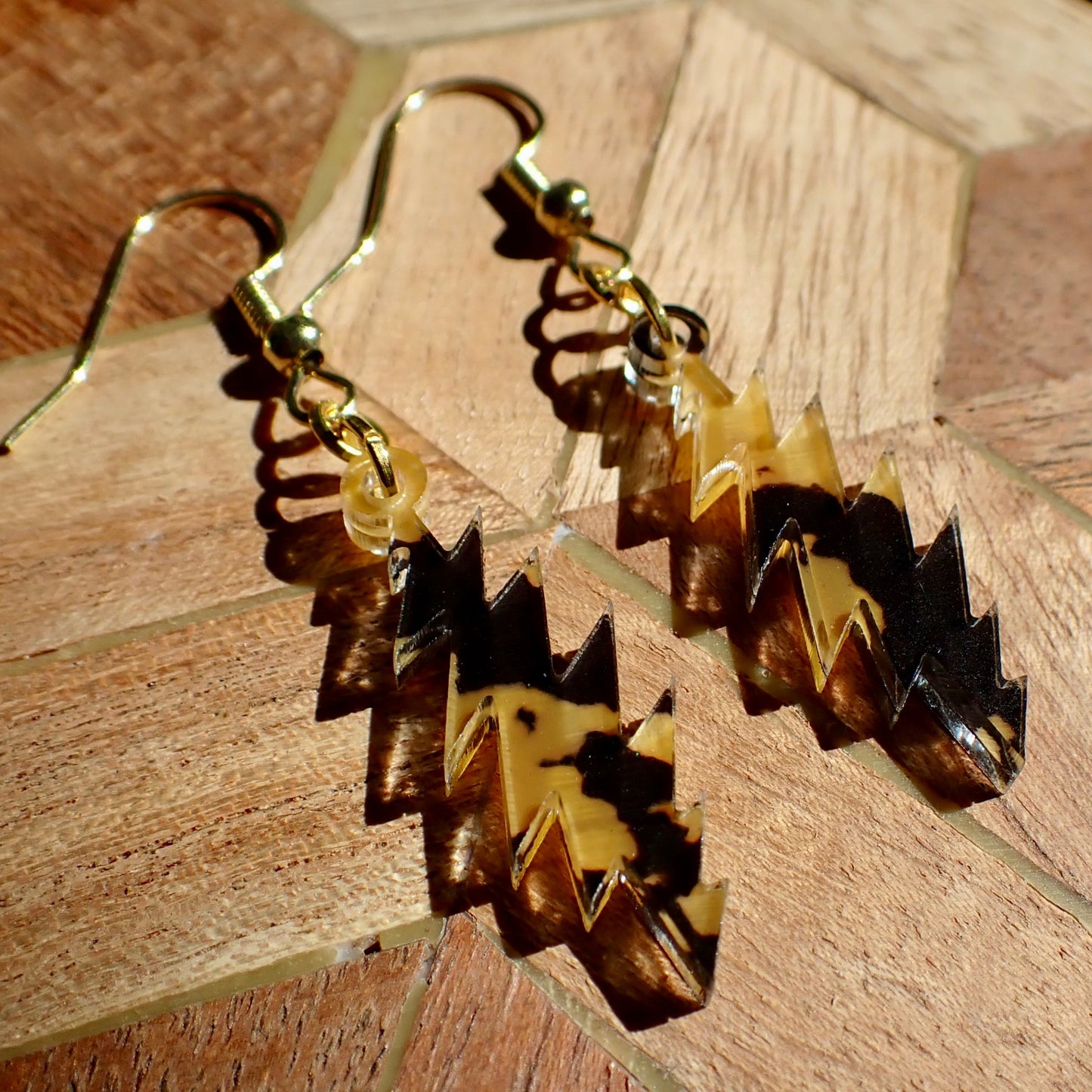 Terrapin Station Tortoise Shell | Grateful Dead 13-Bolt Earrings | black brown tortoise shell pattern