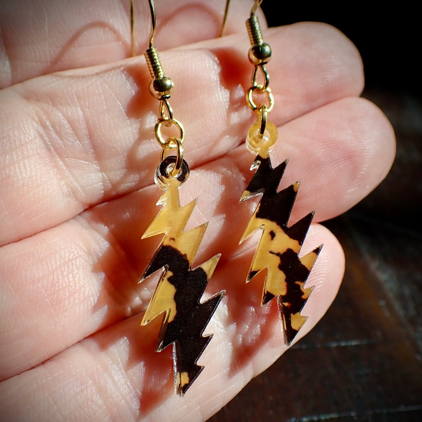 Terrapin Station Tortoise Shell | Grateful Dead 13-Bolt Earrings | black brown tortoise shell pattern