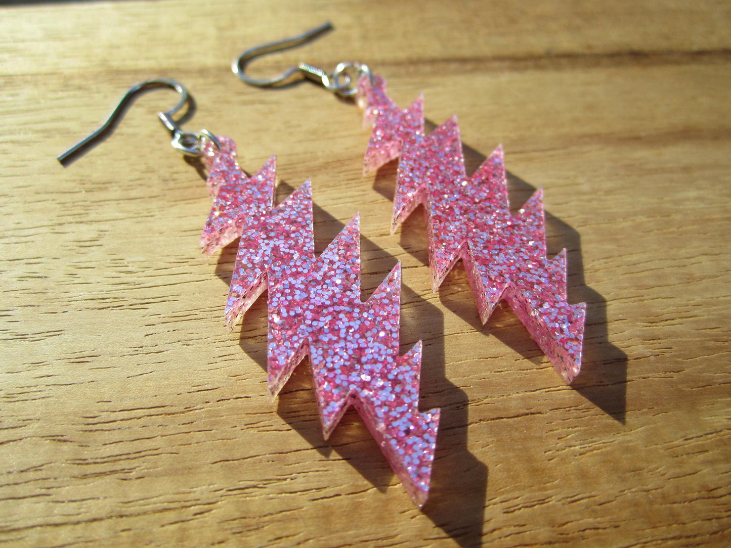 Foolish Heart Glitter | Grateful Dead 13-Bolt Earrings | pink sparkle