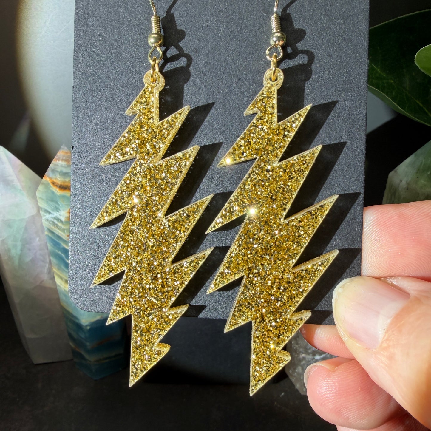 The Golden Road Glitter | Grateful Dead 13-Bolt Earrings | gold sparkle