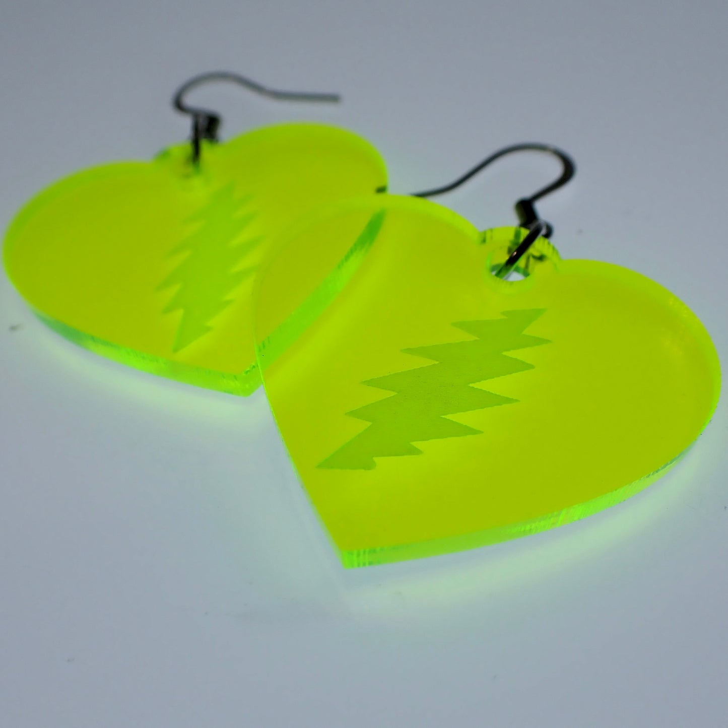 Grateful Dead Earrings - Neon Heart Bolts