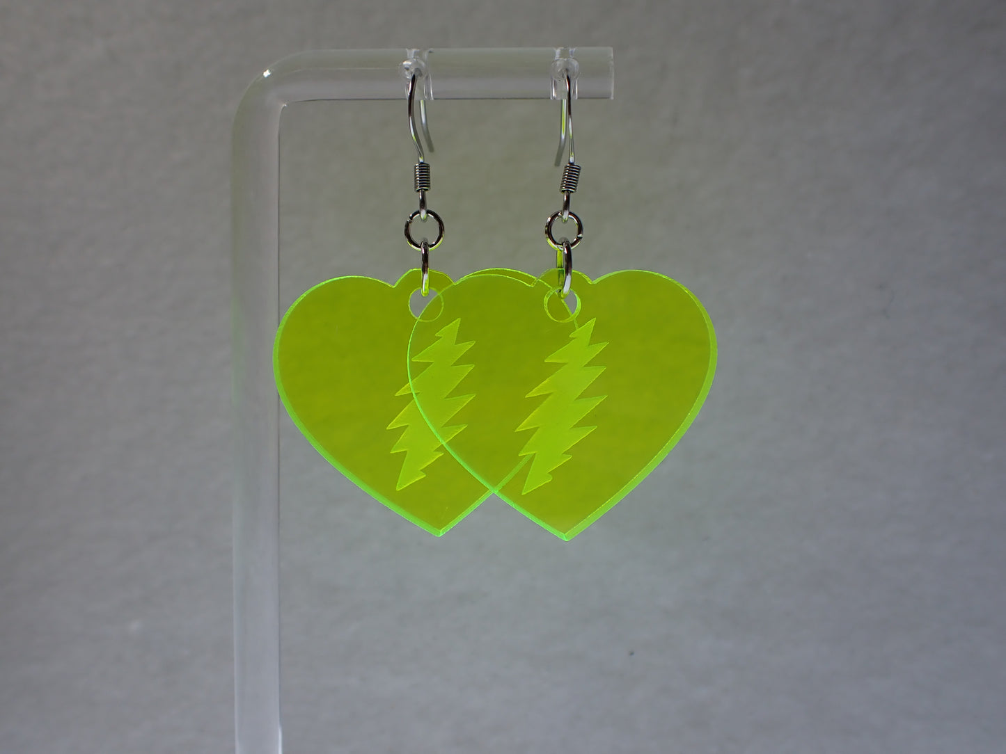 Grateful Dead Earrings - Neon Heart Bolts