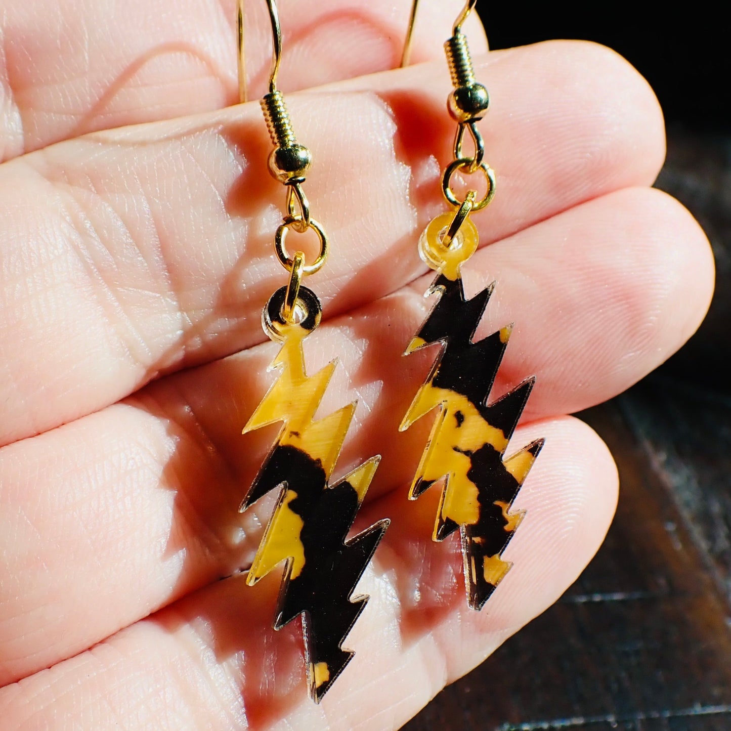 Terrapin Station Tortoise Shell | Grateful Dead 13-Bolt Earrings | black brown tortoise shell pattern