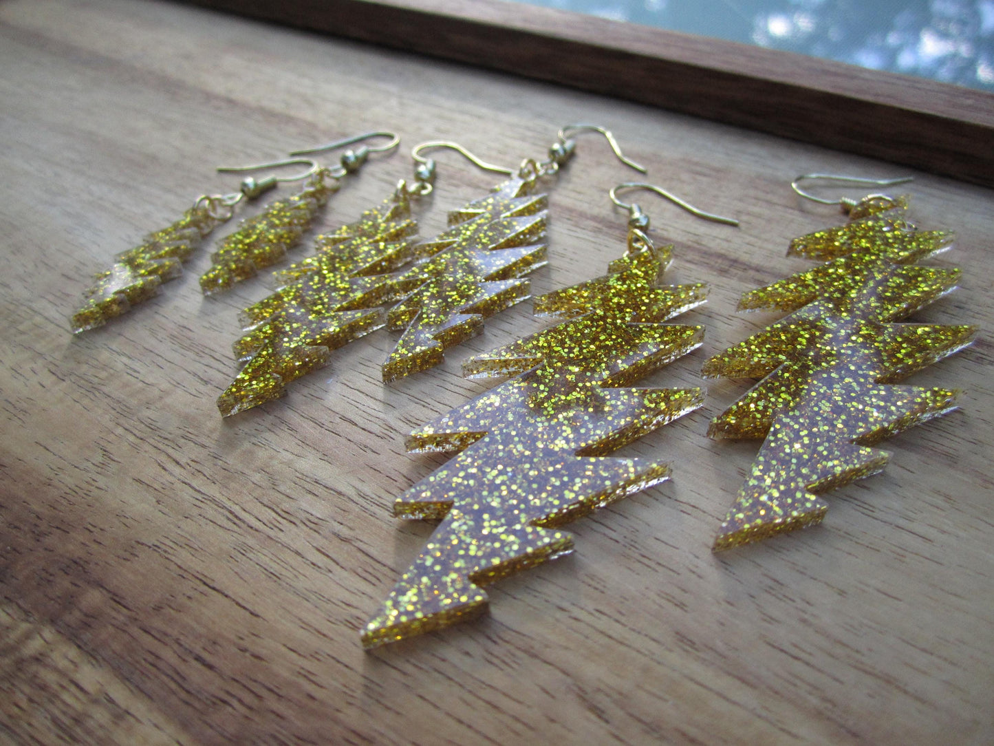 The Golden Road Glitter | Grateful Dead 13-Bolt Earrings | gold sparkle