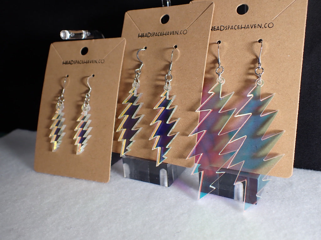 Althea Iridescent | Grateful Dead 13-Bolt Earrings | Iridescent holographic