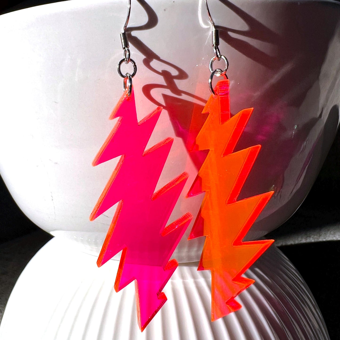Fire on the Mountain Neon | Grateful Dead 13-Bolt Earrings | pink neon flourescent