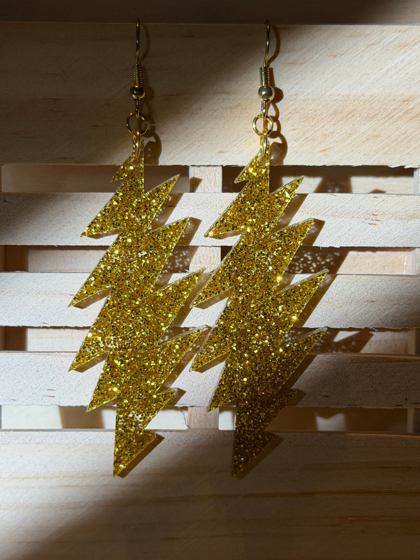 The Golden Road Glitter | Grateful Dead 13-Bolt Earrings | gold sparkle