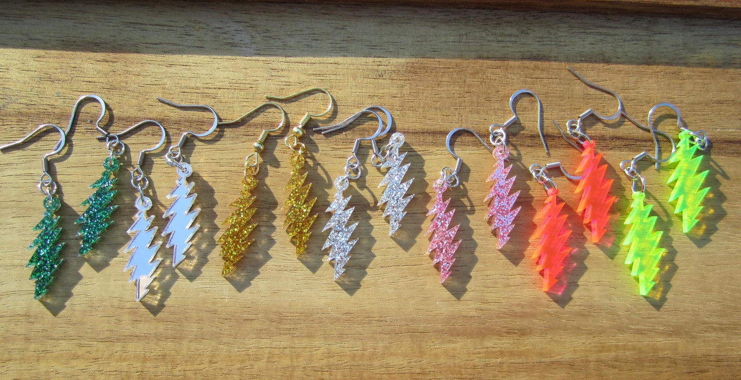 Foolish Heart Glitter | Grateful Dead 13-Bolt Earrings | pink sparkle