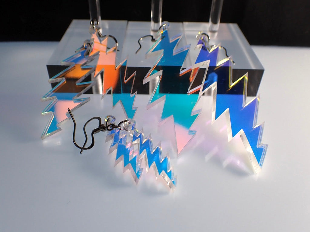 Althea Iridescent | Grateful Dead 13-Bolt Earrings | Iridescent holographic