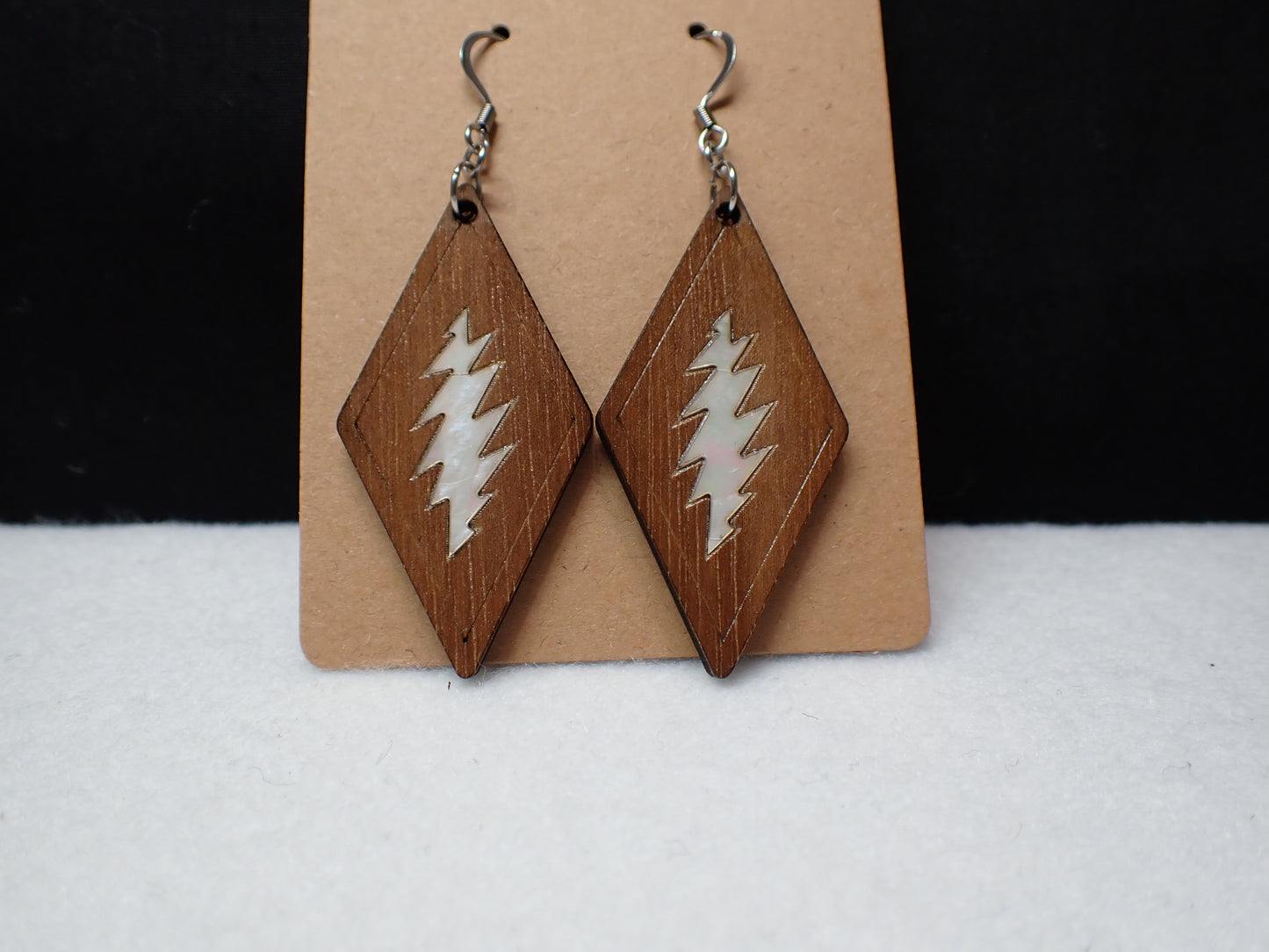 Grateful Dead Earrings - Mother of Pearl Bolt Inlay