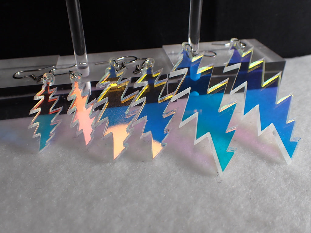 Althea Iridescent | Grateful Dead 13-Bolt Earrings | Iridescent holographic