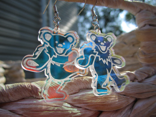 Grateful Dead Earrings - Dancing Bears Iridescent