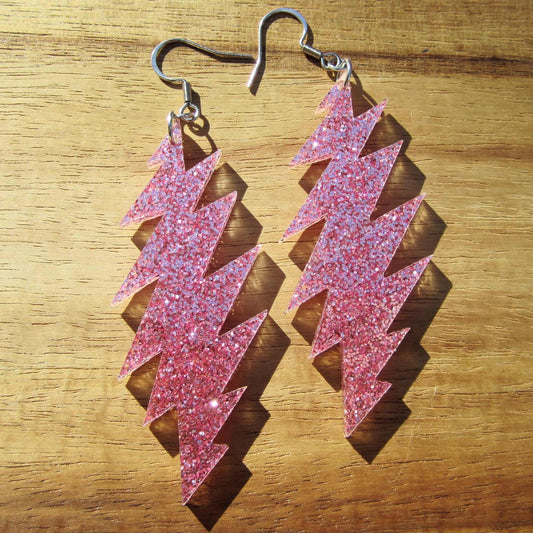 Foolish Heart Glitter | Grateful Dead 13-Bolt Earrings | pink sparkle