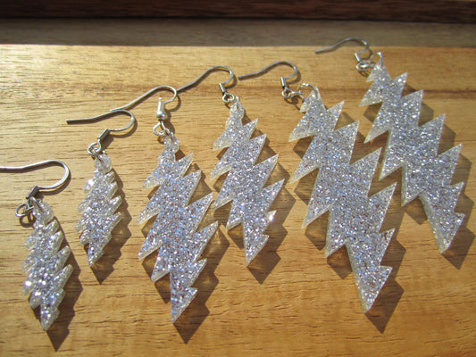 Sunshine Daydream Glitter | Grateful Dead 13-Bolt Earrings | silver sparkle