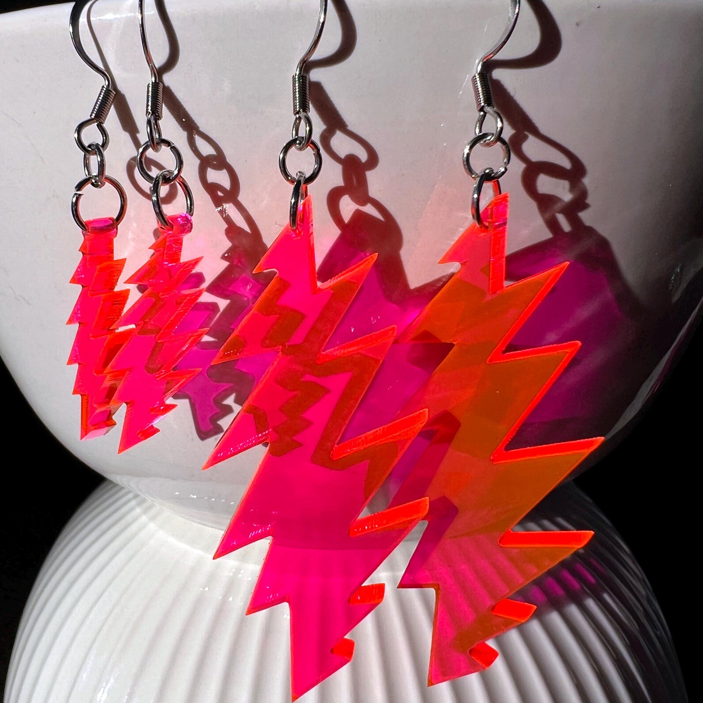 Fire on the Mountain Neon | Grateful Dead 13-Bolt Earrings | pink neon flourescent